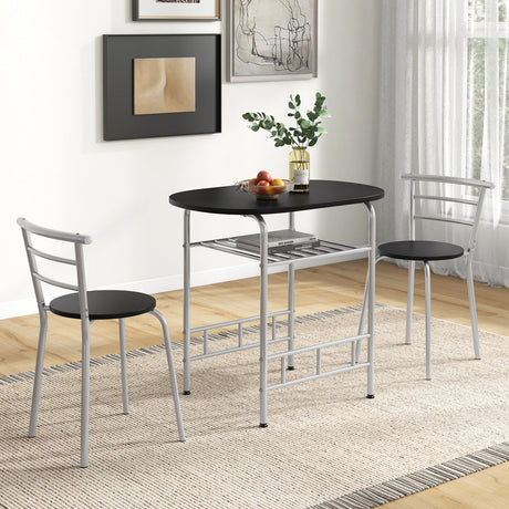 Juego de mesa de comedor de 3 piezas y 2 sillas para cocina, bistró, pub y hogar