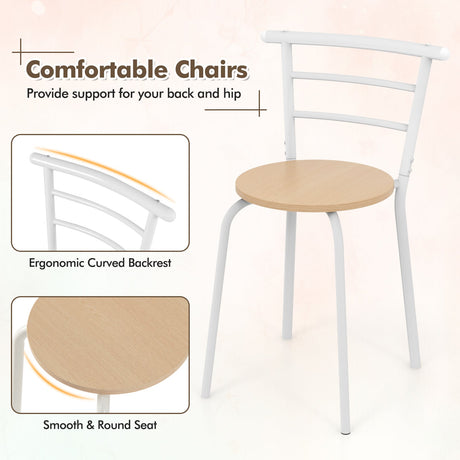 Juego de mesa de comedor de 3 piezas y 2 sillas para cocina, bistró, pub y hogar