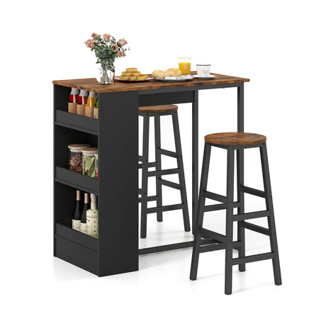 Juego de mesa de bar de 3 piezas con almacenamiento