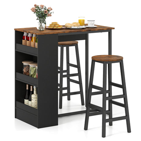 Juego de mesa de bar de 3 piezas con almacenamiento