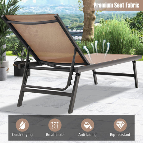 Set de 3 piezas de tumbona y mesa para patio, para piscina o jardín