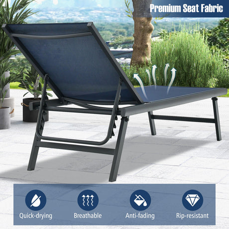 Set de 3 piezas de tumbona y mesa para patio, para piscina o jardín