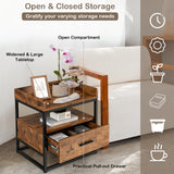 3-tier Nightstand with Drawer and Raised Top Baffles
