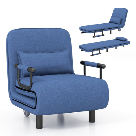Sofá cama convertible 3 en 1 con respaldo ajustable de 5 posiciones y cojín lumbar