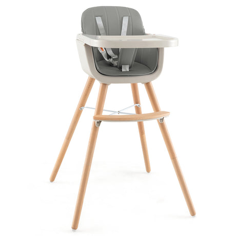 Trona de madera convertible 3 en 1 con cojín