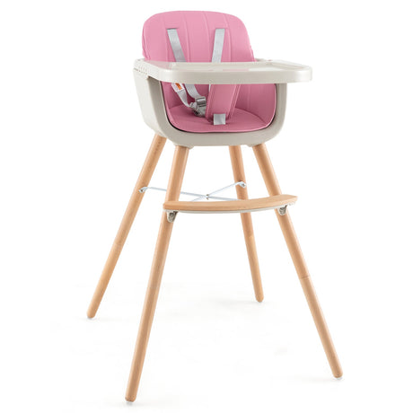Trona de madera convertible 3 en 1 con cojín