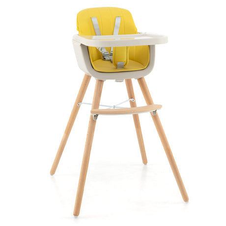 Trona de madera convertible 3 en 1 con cojín