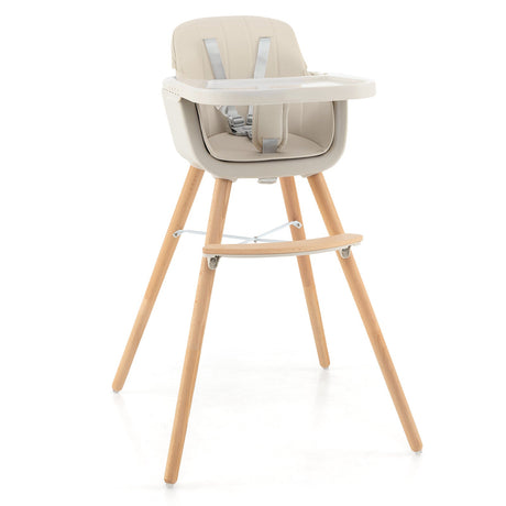 Trona de madera convertible 3 en 1 con cojín