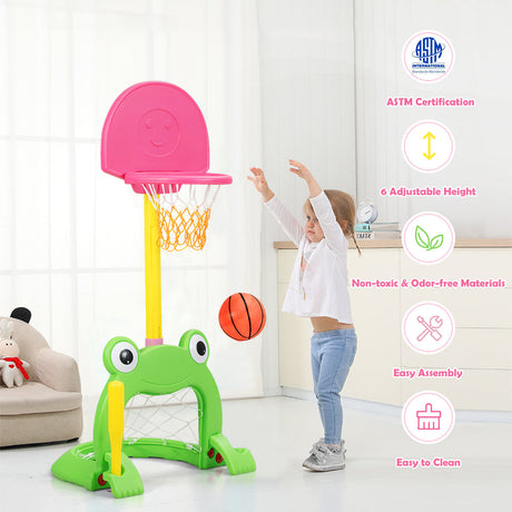 Soporte de canasta de baloncesto 3 en 1 para niños