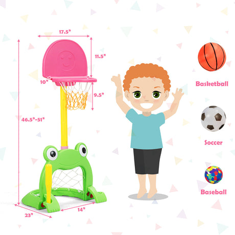 Soporte de canasta de baloncesto 3 en 1 para niños