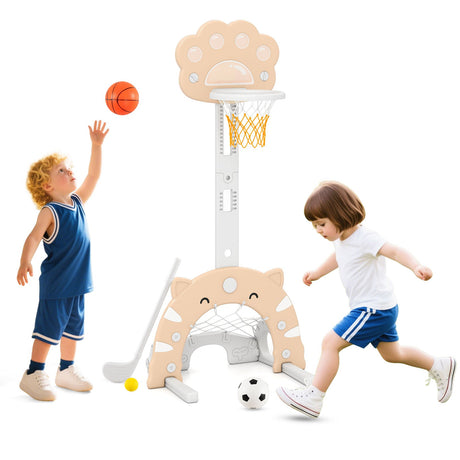 Canasta de baloncesto 3 en 1 para niños con balón y aro plegable