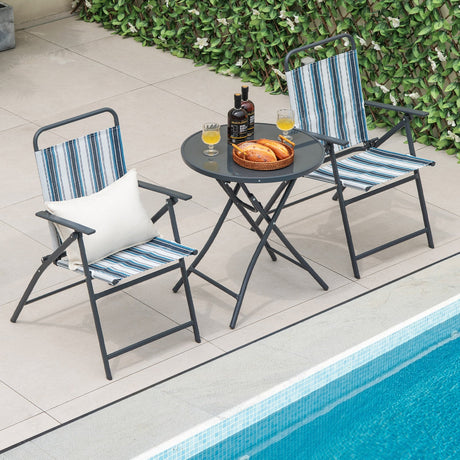 Juego de 3 sillas plegables de exterior, juego de sillas plegables portátiles