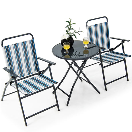 Juego de 3 sillas plegables de exterior, juego de sillas plegables portátiles