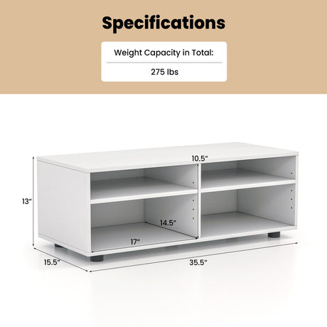 Mueble de TV de 4 cubos para televisores de hasta 45 pulgadas con estantes ajustables en 5 posiciones - Blanco