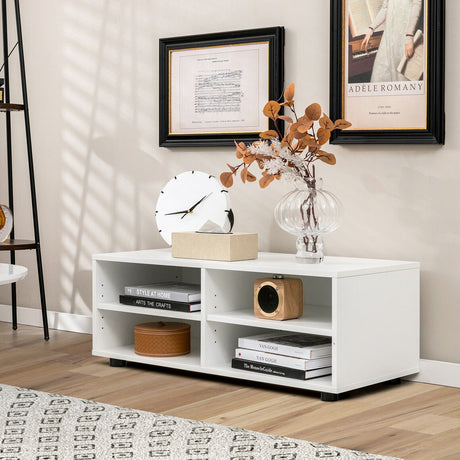 Mueble de TV de 4 cubos para televisores de hasta 45 pulgadas con estantes ajustables en 5 posiciones - Blanco