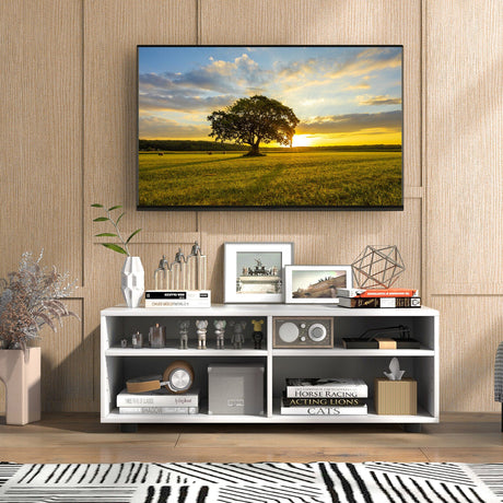 Mueble de TV de 4 cubos para televisores de hasta 45 pulgadas con estantes ajustables en 5 posiciones - Blanco