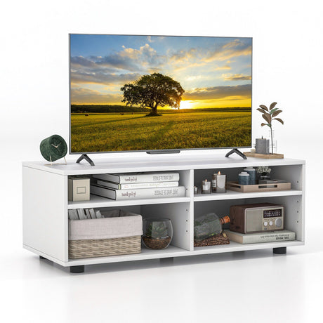 Mueble de TV de 4 cubos para televisores de hasta 45 pulgadas con estantes ajustables en 5 posiciones - Blanco