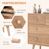4-Drawer Dresser Cabinet Storage Organizer Rubber Leg with Rail-Natural
