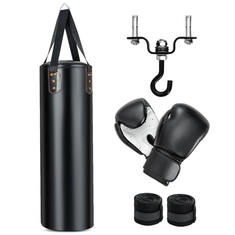 Set de saco de boxeo colgante 4 en 1 con guantes de boxeo y gancho de techo