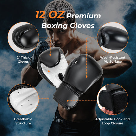 Set de saco de boxeo colgante 4 en 1 con guantes de boxeo y gancho de techo