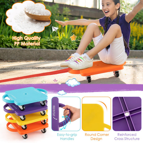 Patinete Sentado para Niños (Paquete de 4 o 6) con Asas y Ruedas Giratorias - Paquete de 4