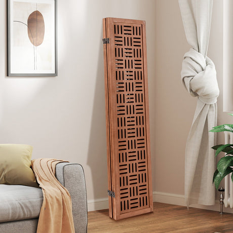 Biombo de madera maciza de 4 paneles con separador de ambientes plegable
