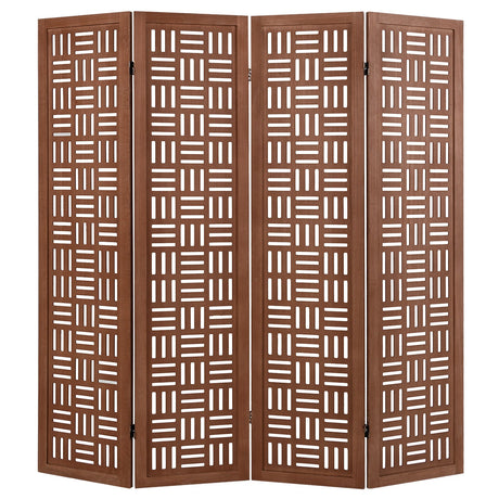 Biombo de madera maciza de 4 paneles con separador de ambientes plegable