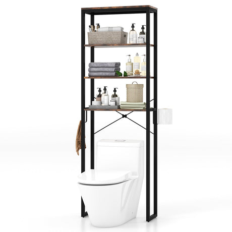 4-Tier Freestanding Over the Toilet Storage Rack-Rustic Brown