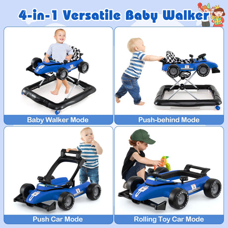 Andador de empuje para bebés 4 en 1, centro de actividades, altura ajustable con caja de música