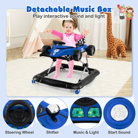 Andador de empuje para bebés 4 en 1, centro de actividades, altura ajustable con caja de música