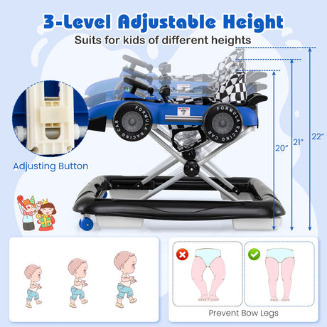 Andador de empuje para bebés 4 en 1, centro de actividades, altura ajustable con caja de música