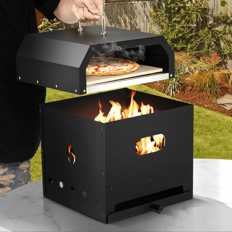 Horno de pizza portátil para exteriores 4 en 1 con piedra para pizza de 12 pulgadas