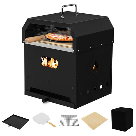 Horno de pizza portátil para exteriores 4 en 1 con piedra para pizza de 12 pulgadas