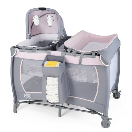 Cuna corral 4 en 1 convertible portátil para bebé con moisés para recién nacido, música y juguetes