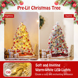 Árbol de Navidad preiluminado de 4.5/6/7 pies con nieve y luces LED cálidas