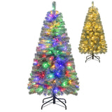 Árbol de Navidad artificial azul preiluminado delgado con 9 modos de iluminación