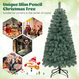 Árbol de Navidad artificial azul preiluminado delgado con 9 modos de iluminación