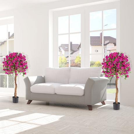 Azalea artificial de 4.5 pies con maceta de cemento