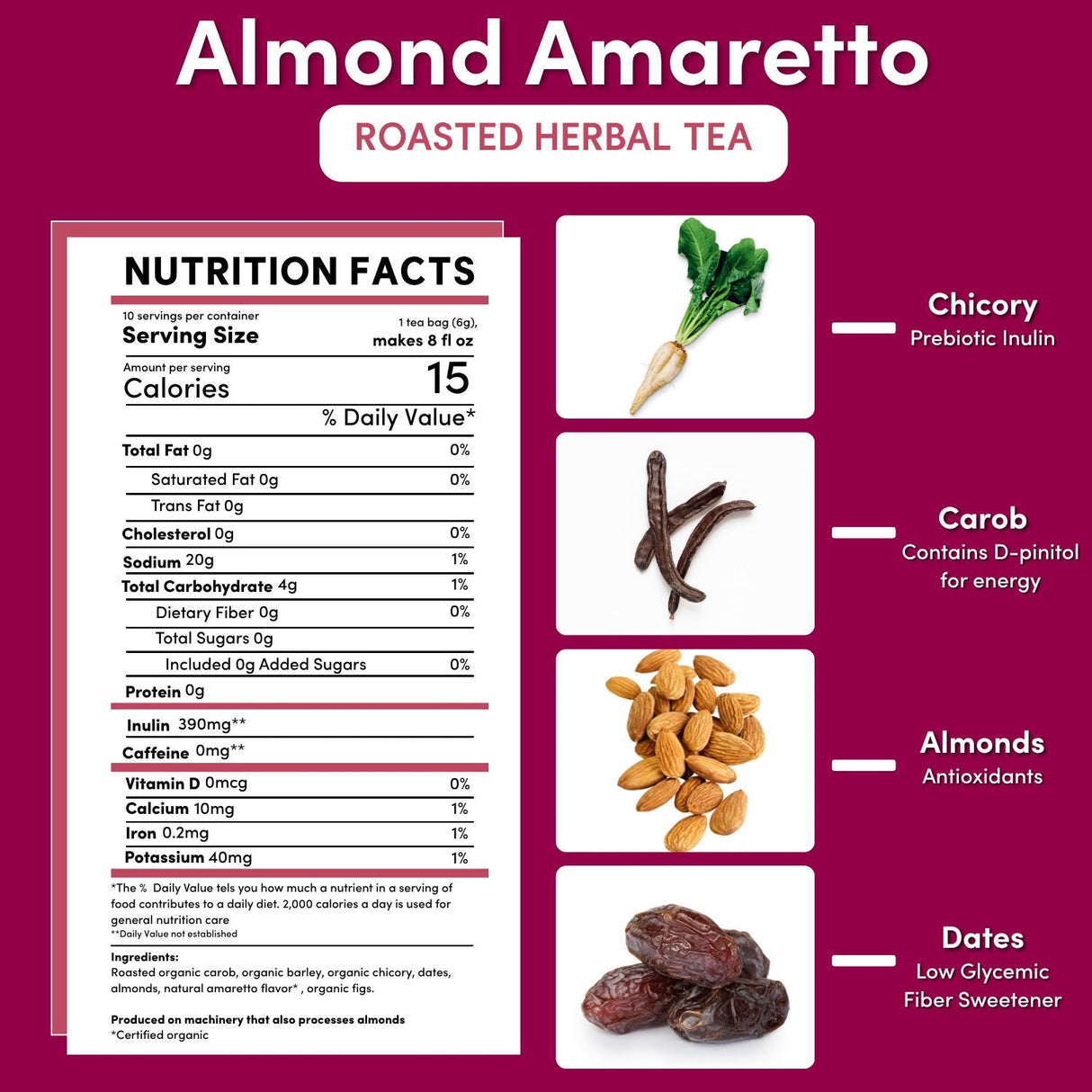 Té de hierbas tostado de almendra amaretto