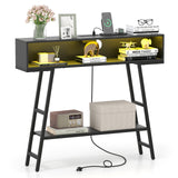 40" Console Table with Charging Station and LED Lights