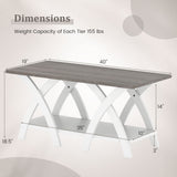40 Inch Farmhouse Wooden Coffee Table with Storage Shelf with X-shaped Legs-Gray