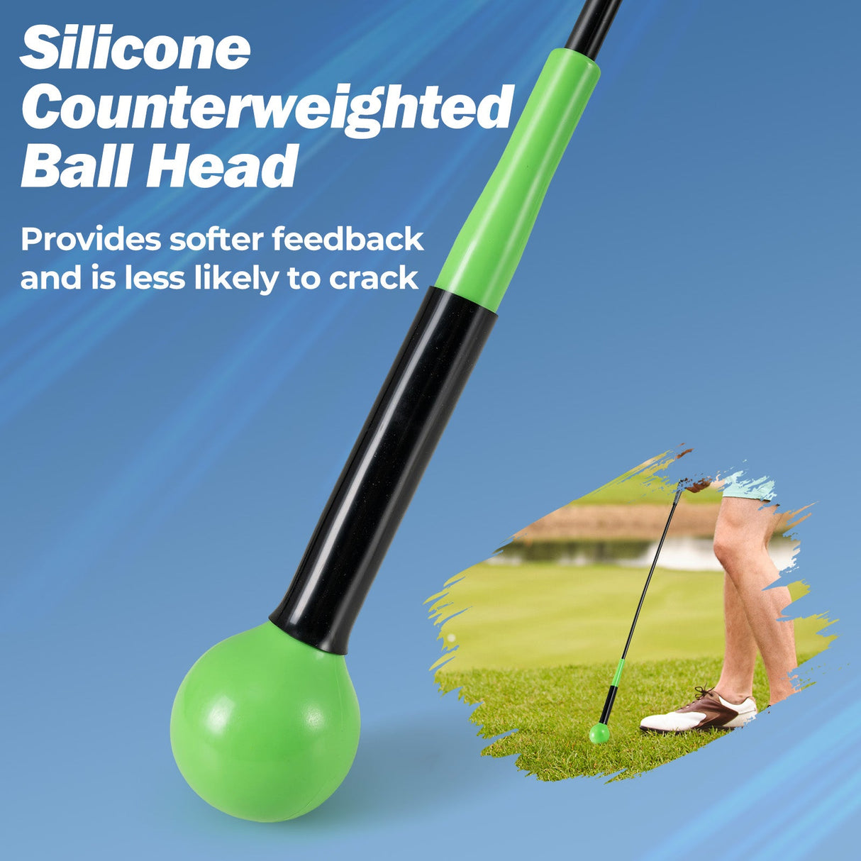Ayuda de entrenamiento de swing de golf de 40 pulgadas con cabeza pesada para agarre, ritmo y equilibrio