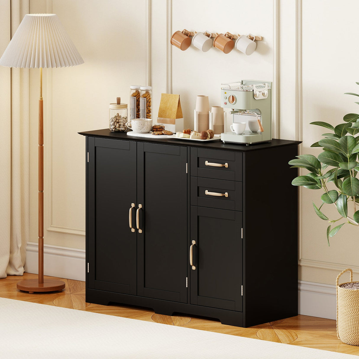 Aparador de cocina moderno de 40 pulgadas con 2 cajones y estante ajustable