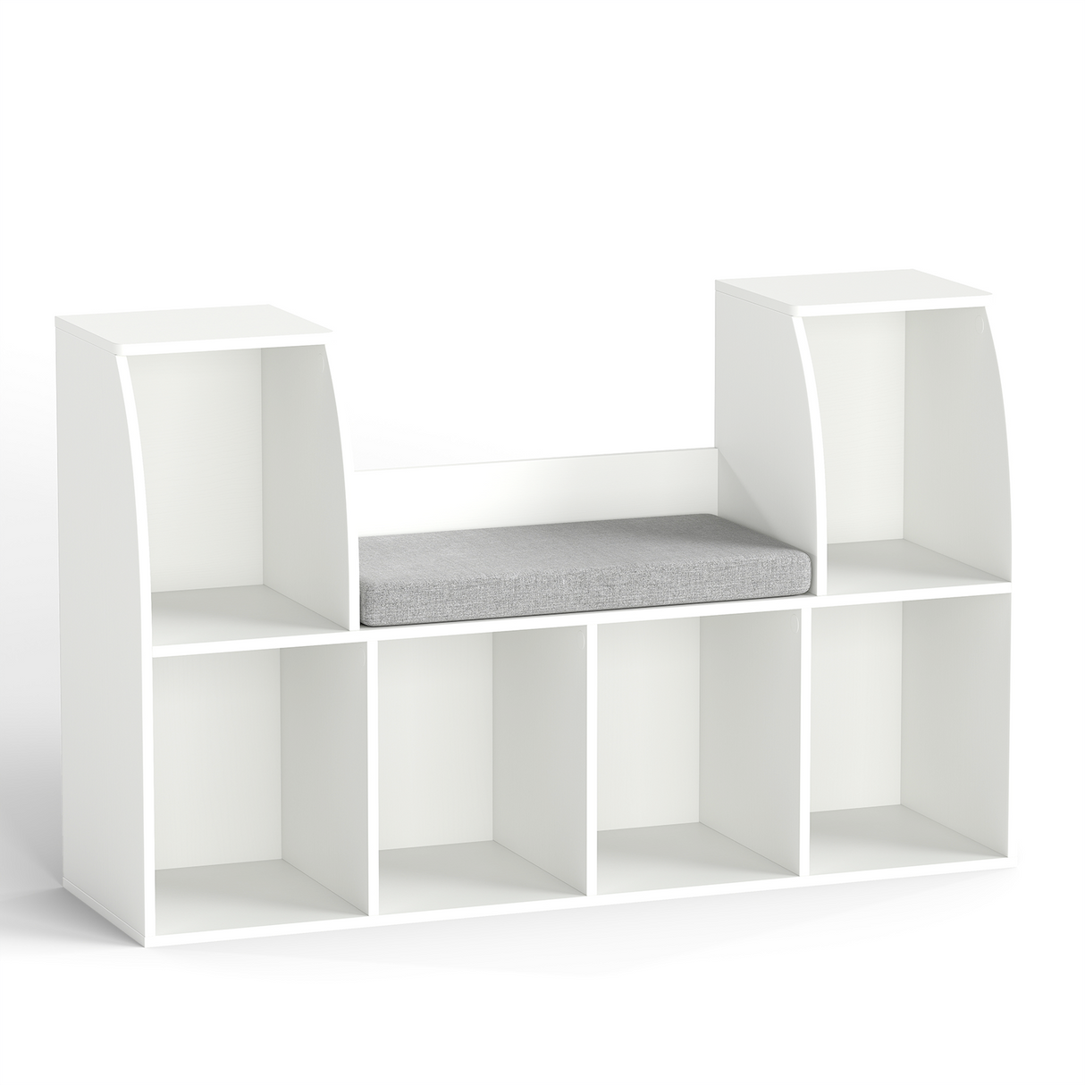 Estantería de 101,6 cm para niños con rincón de lectura, con 6 cubos abiertos, color blanco