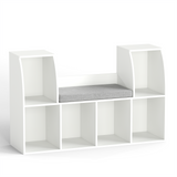 Estantería de 101,6 cm para niños con rincón de lectura, con 6 cubos abiertos, color blanco