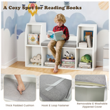 Estantería de 101,6 cm para niños con rincón de lectura, con 6 cubos abiertos, color blanco