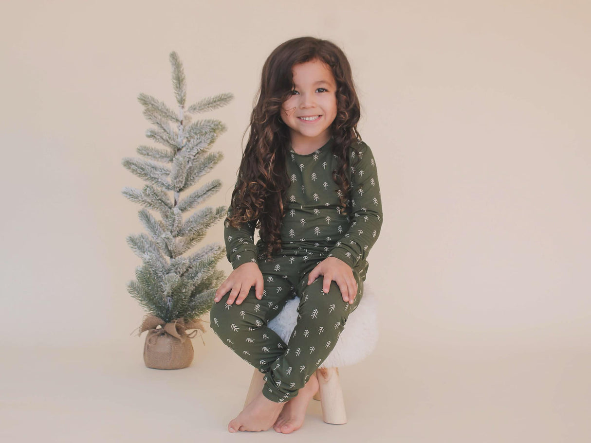 Pijama de bambú de árbol de Navidad - Conjunto de 2 piezas