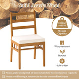Juego de 4 sillas de comedor de madera para exterior con cojines acolchados - Blanco