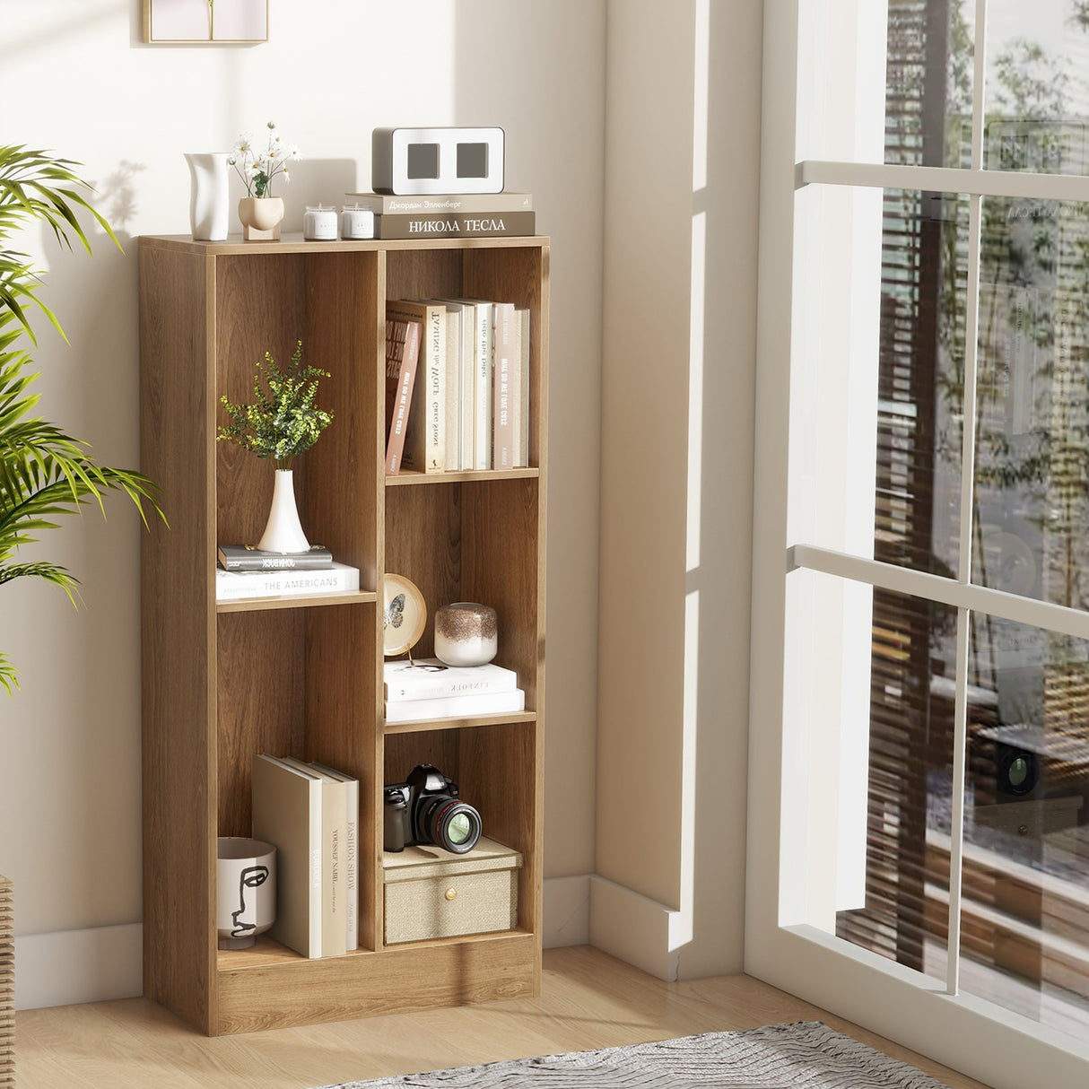 Librería de piso de 41 pulgadas y 5 cubos con 2 kits antivuelco