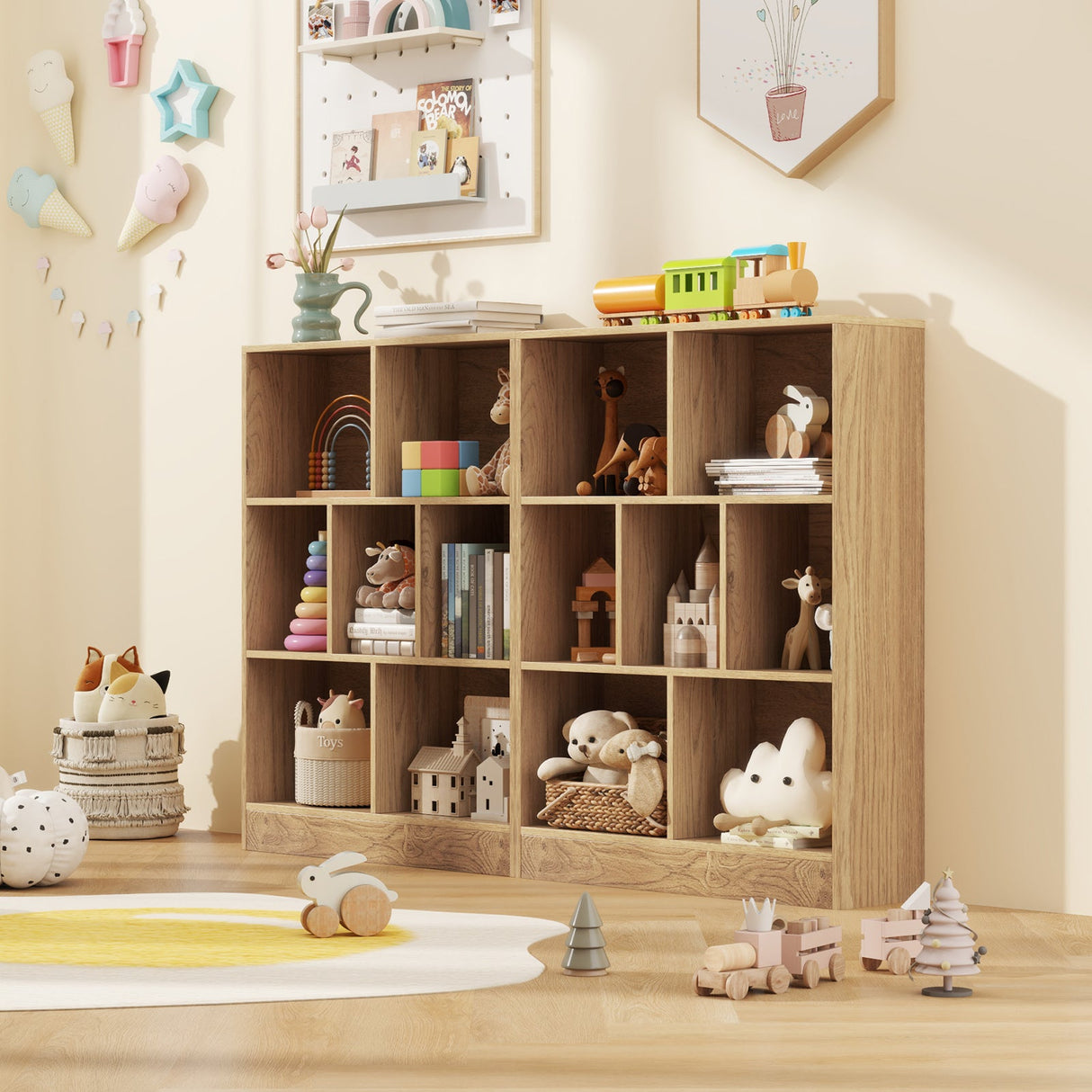 Estantería independiente de 7 secciones para habitación infantil, aula, guardería